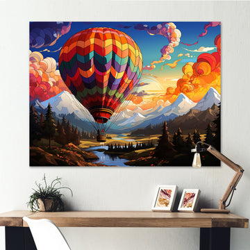 Pop Art Hot Air Balloons Aerial Views - Hot Air Balloon Canvas Wall Art